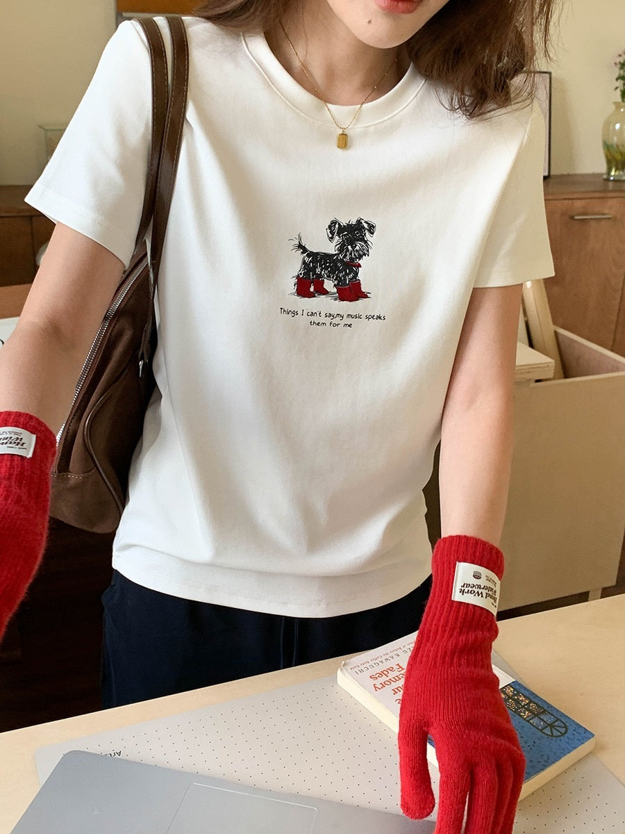 シュナウザープリントTシャツ