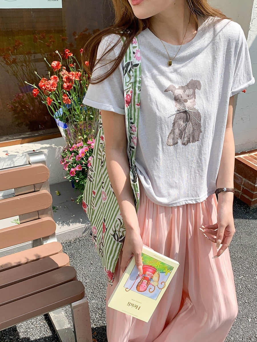 リボンモチーフパピーTシャツ