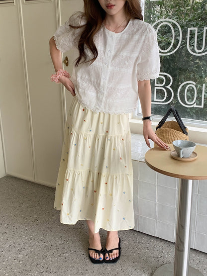 フラワーガーデン刺繍ティアードスカート
