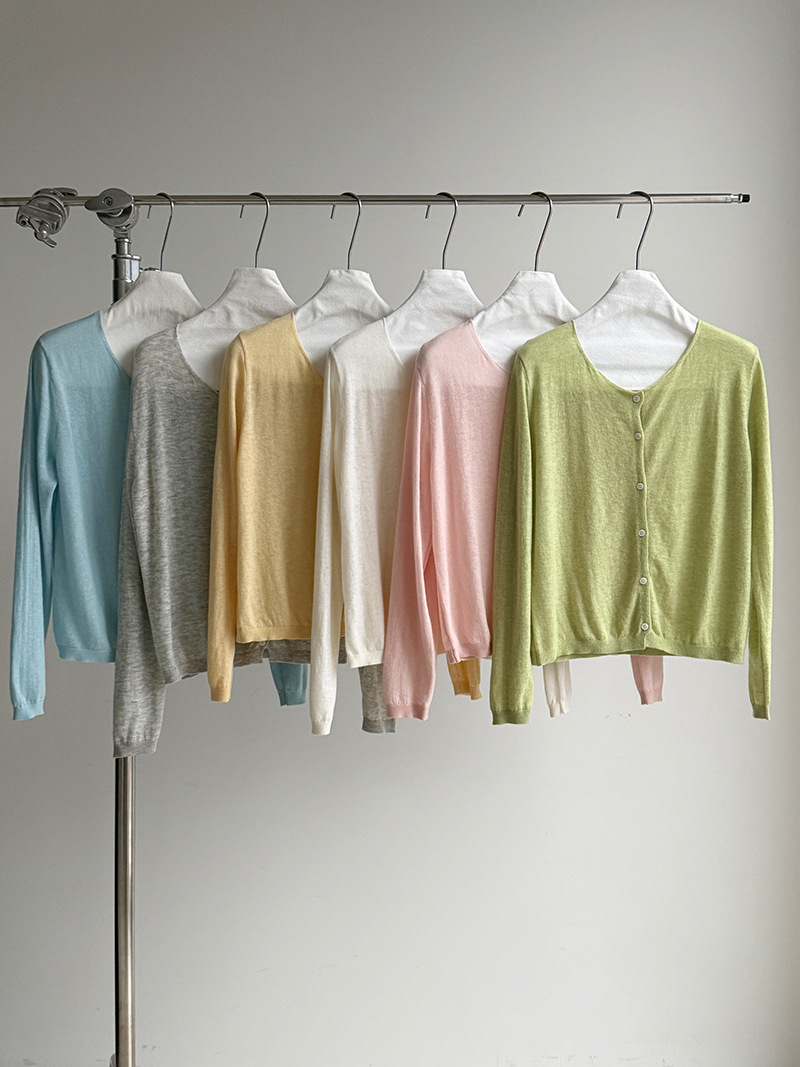 6color コットンウールシアーカーディガン