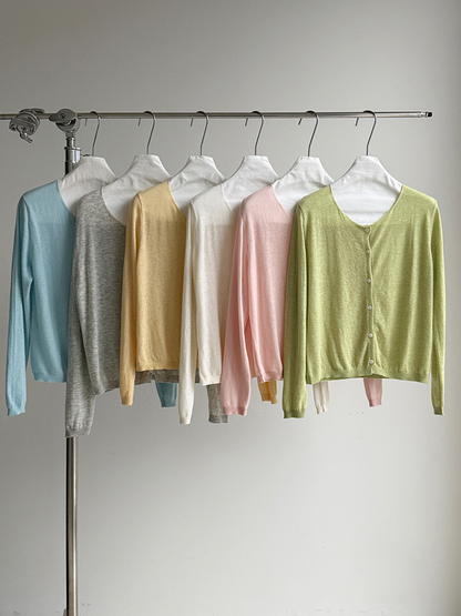 6color コットンウールシアーカーディガン