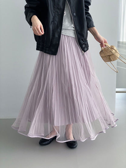 ニュアンスプリーツチュールスカート
