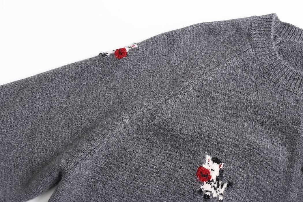 ポニーモチーフ刺繍ニットカーディガン
