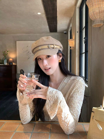 ポイントリボンペイズリーレースVネックトップス